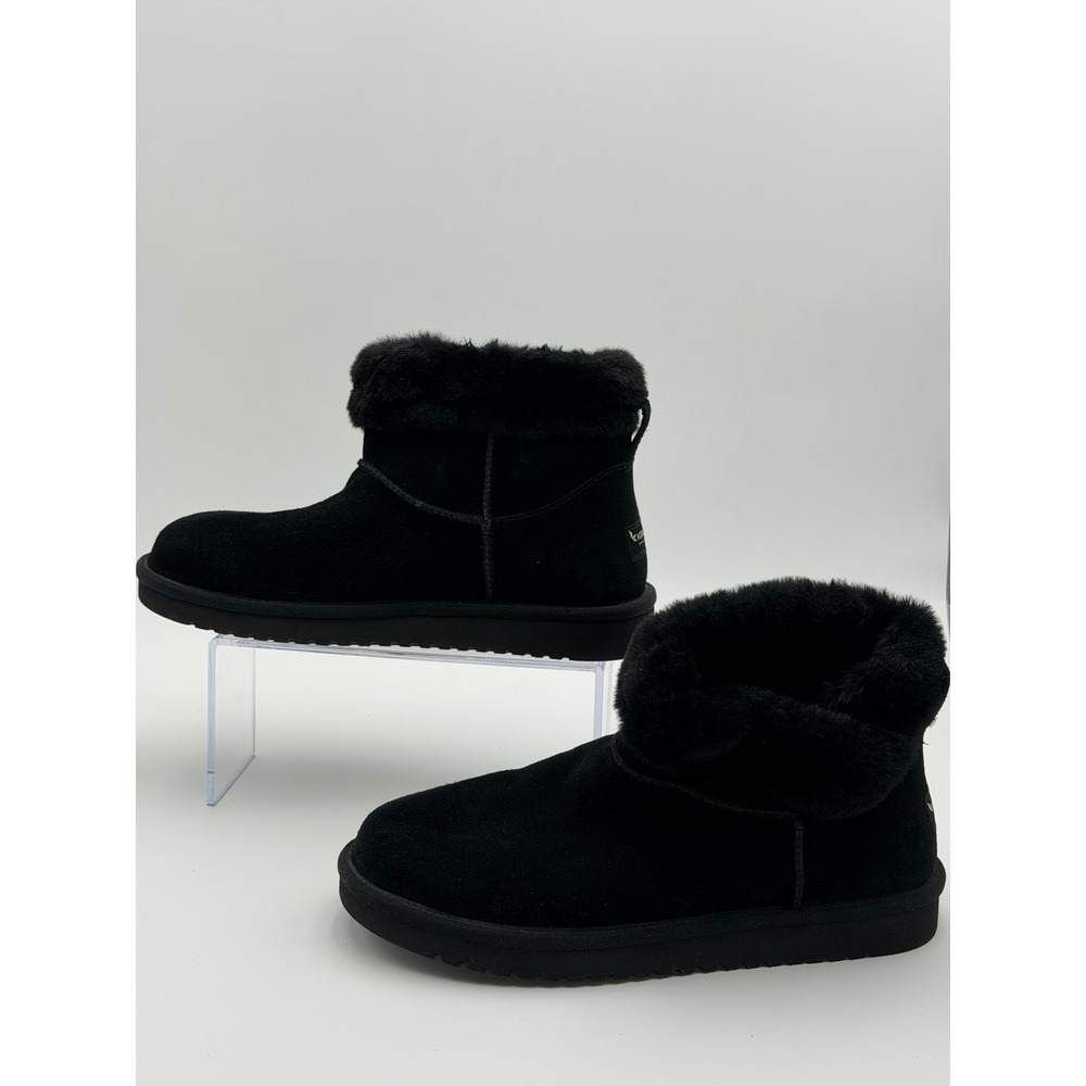 KOOLABURRA BY UGG Womens 10 Black Suede Faux Fur Cuff Ankle Winter Boots